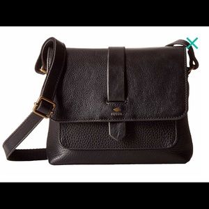 Fossil Kinley small black leather crossbody